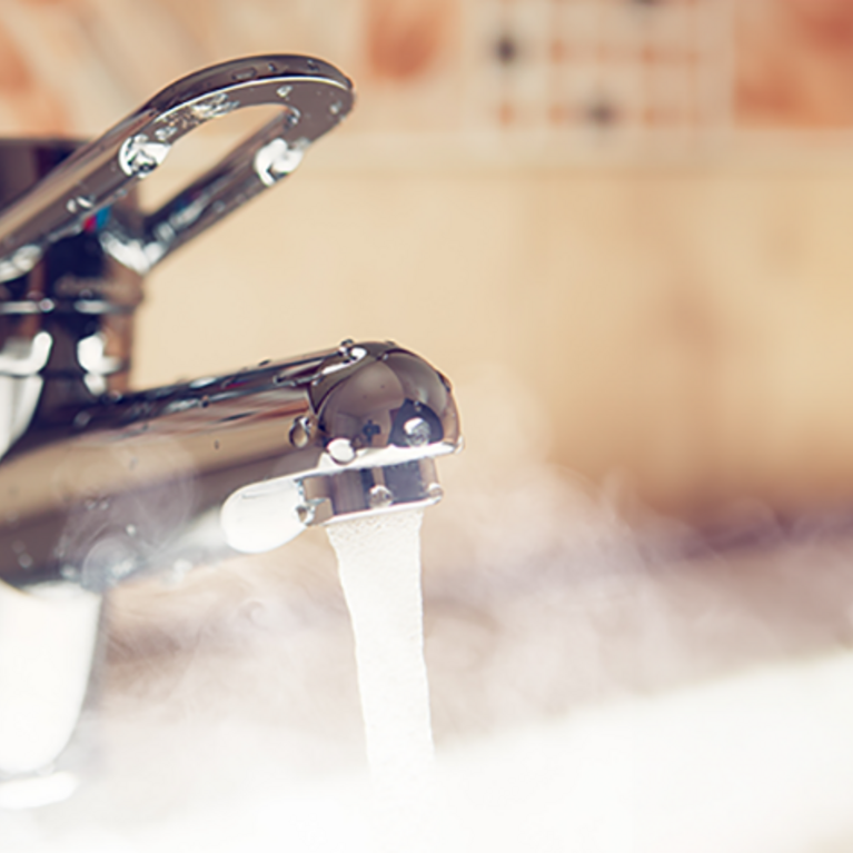 faucet with steam